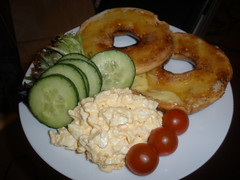 Toasted bagel with egg salad