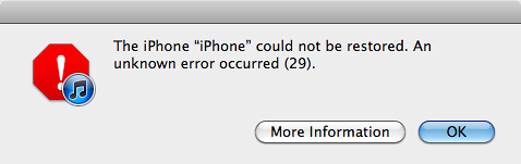 Ошибка 29 iPhone 3GS