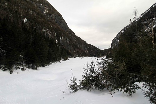 Skier crossing Avalanche lake