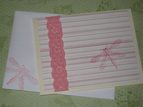 Day 47: Pink Dragonfly Notecard