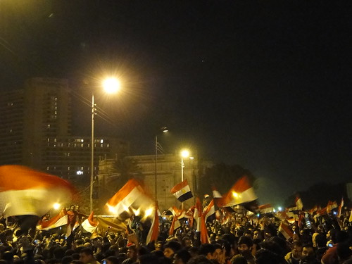 Flag of Egypt all over Tahrir Square