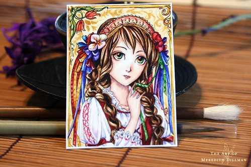 Slavic costume girl ACEO print/card