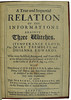 Title page of A true and impartial relation of the information against three witches