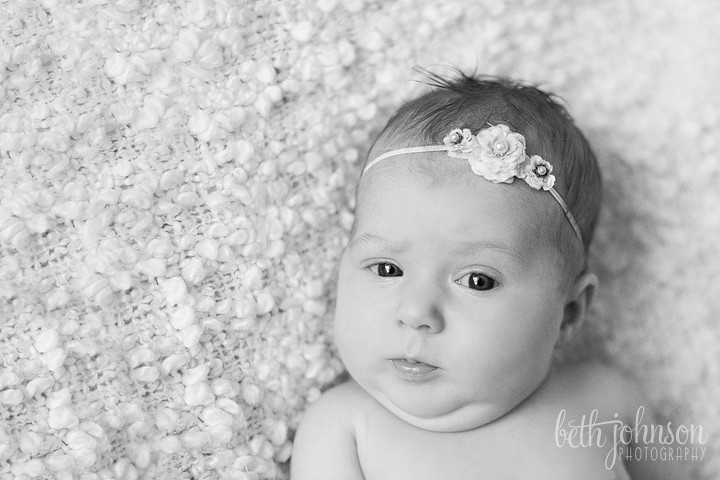 beautiful baby girl in black and white