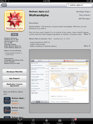 Wolfram Alpha on iPad