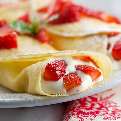 Strawberry White Chocolate Mousse Crepes