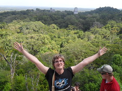 Joel DeWald atop an ancient Mayan temple