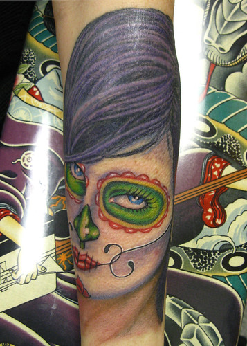 day of dead girl tattoo. Day of Dead Girl tattoo done