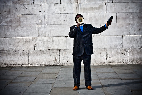 With A Megaphone By A Wall by garryknight, on Flickr