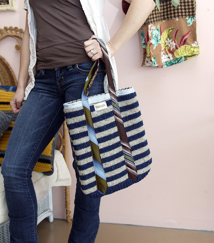stripey upcycled sweater tote