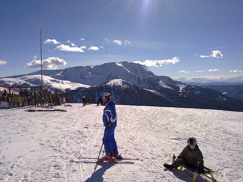Ausblick von der Skihütte Pichlberg auf die Sarner Scharte gegen Süden
