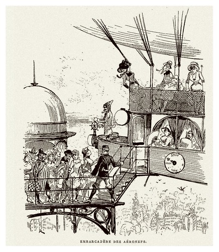 025-Embarcadero de aereonaves-Le Vingtième Siècle 1883- Albert Robida