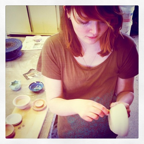 Olivia in pottery class