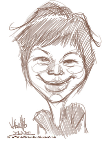 digital caricature sketch of Liu Chia Hui