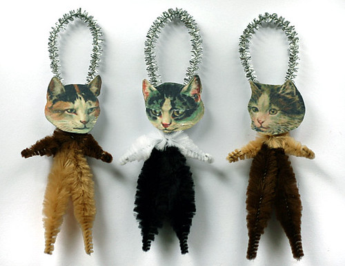 Chenille Calico Cat Ornaments