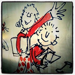 Quentin Blake art on the construction hoardings 