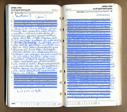 Tagebucheintrag vom 10.4. 1996 der die Einrichtung von Thing Frankfurt im WWW beschreibt.