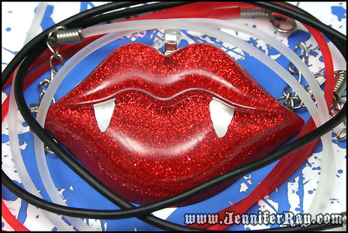 Vampire Bite - Blood Red Lips Necklace by JenniferRay.com