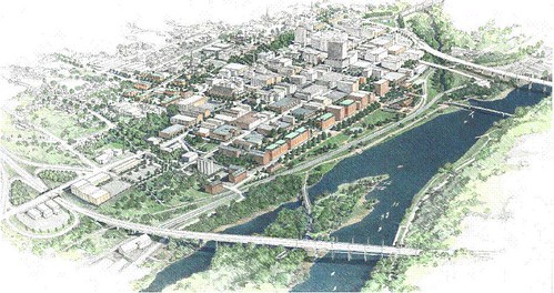 downtown Lynchburg as envisioned in the 2000 master plan (by: City of Lynchburg)