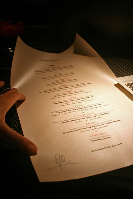 We were presented a menu personally autographed by Mr Robuchon - it was like unfolding a treasure map