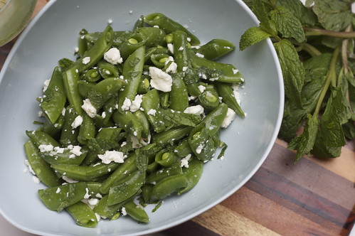 sugar snap peas with mint and feta