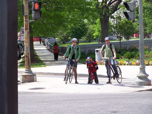 A biking family at 2nd and Massachusetts Ave. NE, Washington, DC