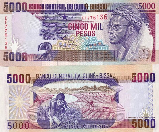 5000 Pesos Guinea Bissau 1990-93, Pick 14