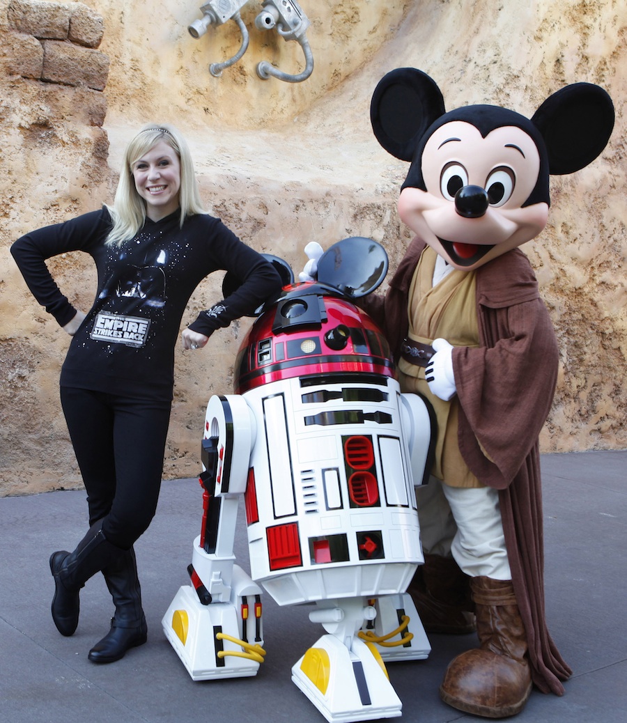 Ashley Eckstein, R2-MK and Jedi Mickey Mouse