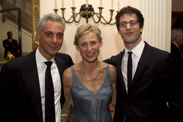 Rahm Emanuel, Amy Rule, and Andy Samberg