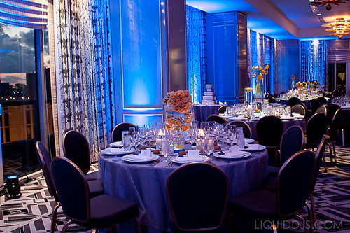 blue wedding reception uplighting