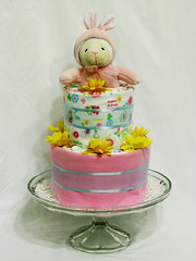 Ba-Ba Bunny Two Tier Diaper Cake for Girl (front)