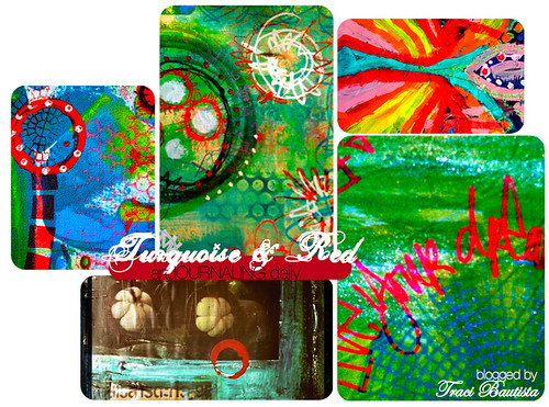 artJOURNALING daily: turquoise + red