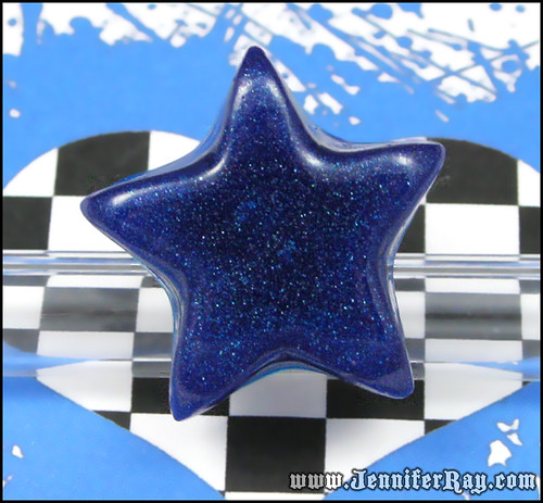 Dark Blue Star - Big Bold Star Adjustable Silver Toned RIng by JenniferRay.com