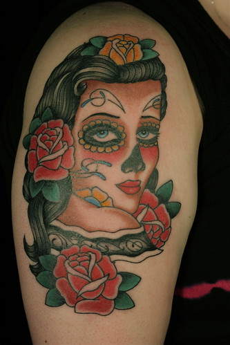day of the dead girl tattoo. I finished this girl with day