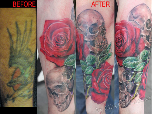 skull and roses cover up