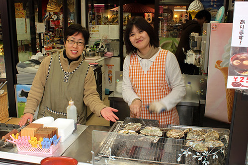 Ladies selling the famous Hiroshima Oysters