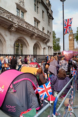 Tents outside the abbey