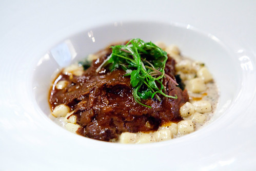 Third Course: Slow Braised Kobe Style Beef Cheeks with Ricotta Gnocchi, Blue Kale
