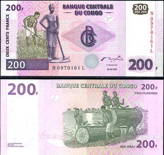 200 Frankov Kongo Dem.Rep. 2000, Pick 95