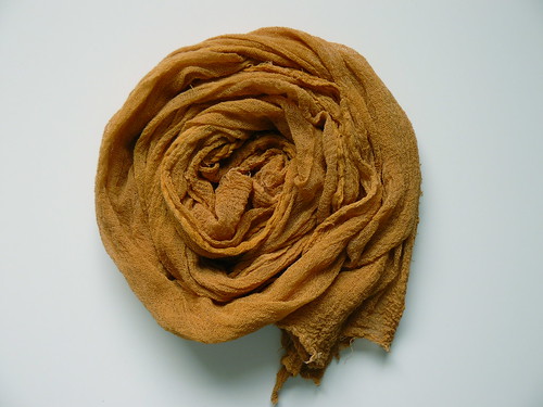cotton gauze scarf dyed with onion skins
