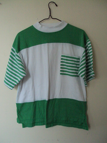 Boxy Striped Green and White Shirt