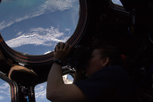 Cady taking pictures in the Cupola
