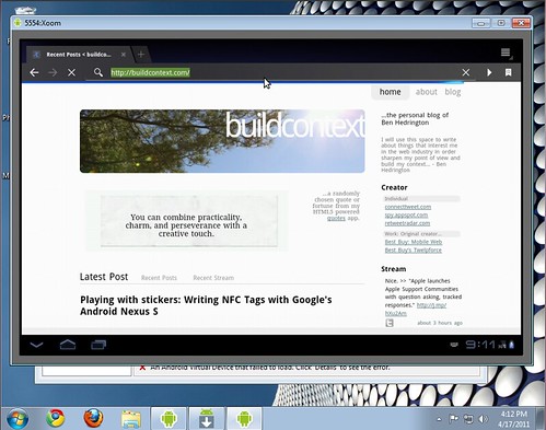 Android Browser Emulator - Windows 7, Nexus S, Xoom Tablet