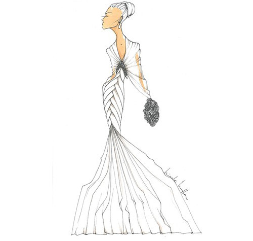 Wedding Dress Sketches - by Nicole Miller for Kate Middleton
