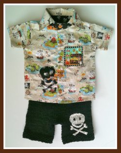 *REDUCED* Pirate Shirt with Jolly Roger Shorties, 12 month
