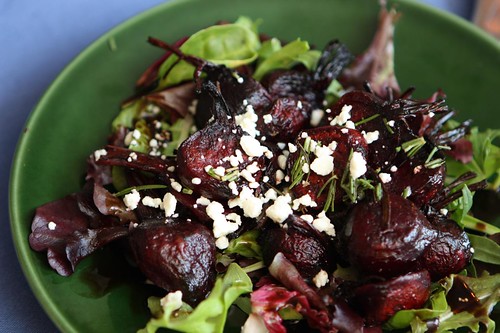 Roasted Satur Farms Baby Beets with Balsamic Glaze and Feta