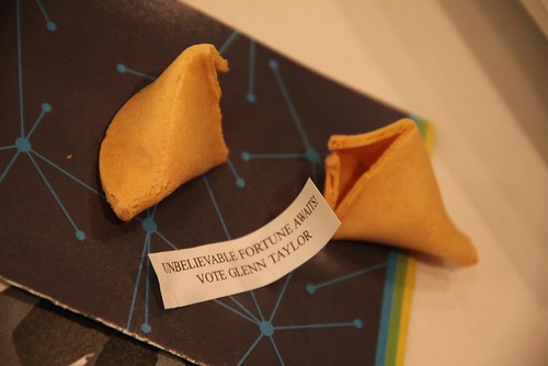A campaign fortune cookie from the campaign of Glenn Taylor, who won the Alberta Party leadership on May 28, 2011 at the Shaw Conference Centre in Edmonton.
