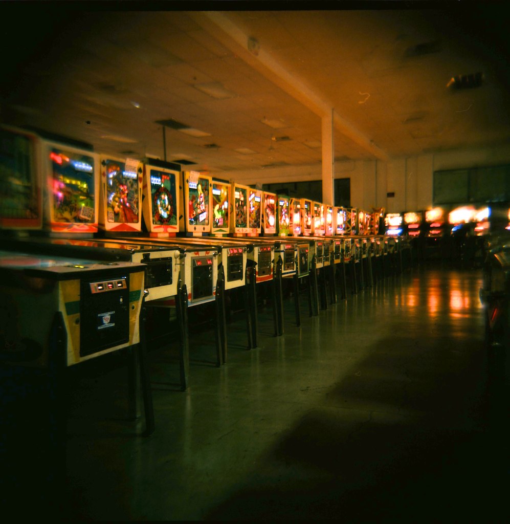 Indie retro vintage pinball machines in Las Vegas taken with Holga toy camera