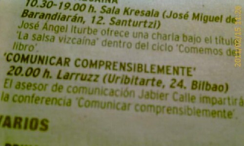 Comunicar Comprensiblemente con Jabier Calle. Recorte Prensa EL NERVION 18 abril 2011 by LaVisitaComunicacion