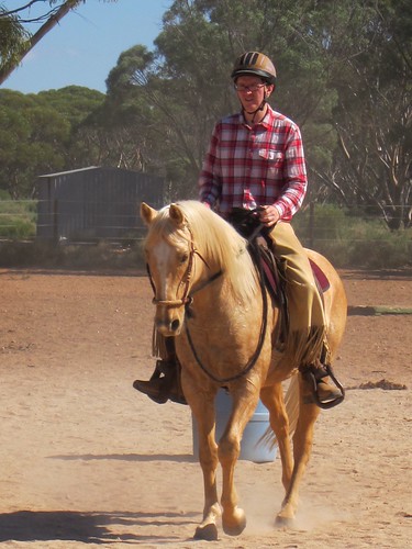 Riding one of Steve Halfpenny's horses at Silversand in South Australia
